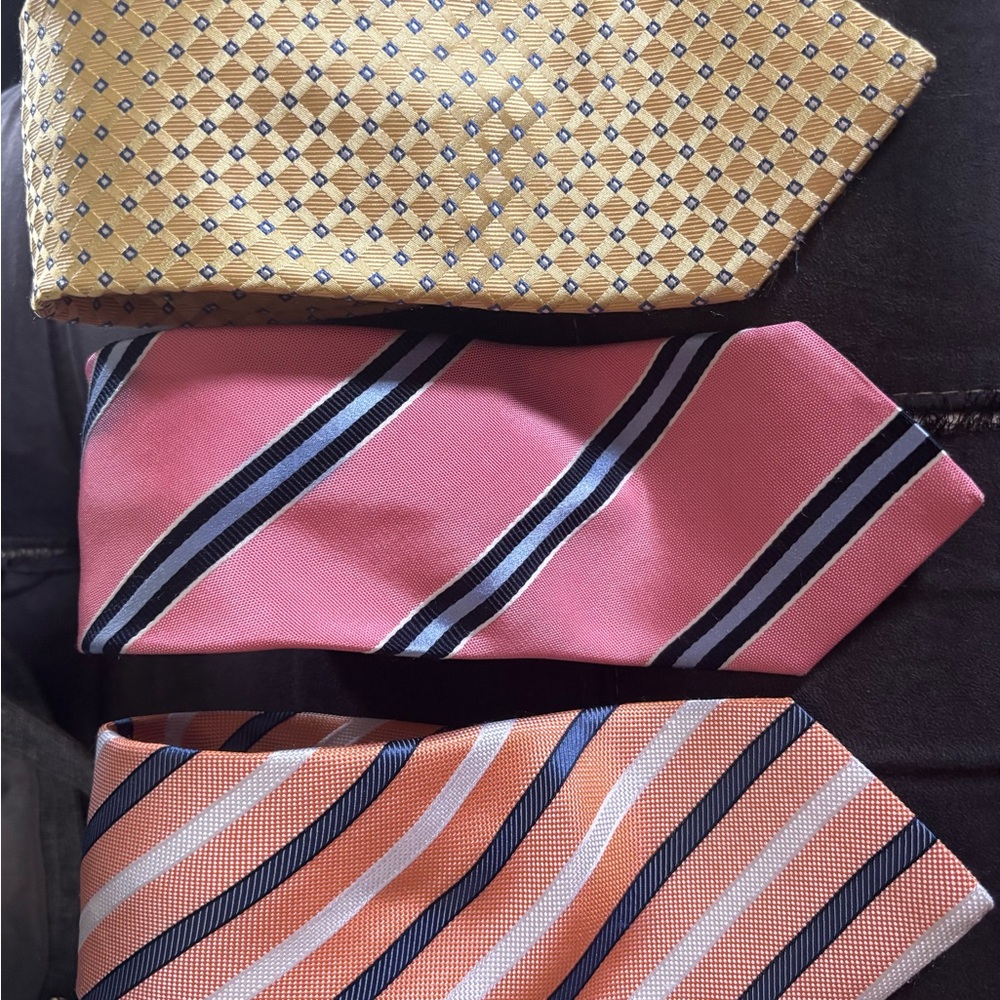 Stylish Pink and Orange Striped Ties. Group of three mens ties. Nordstrom,Breuer